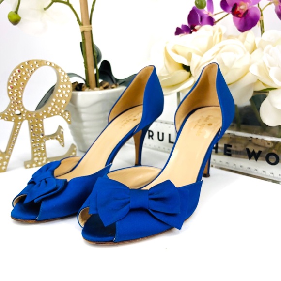 Kate Spade Royal Blue Bow Heels - Picture 2 of 8